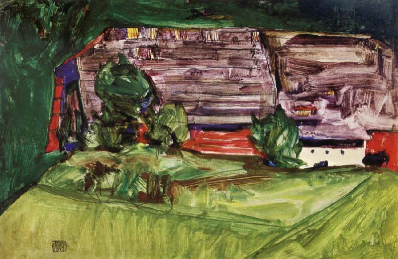 Egon Schiele Peasant Homestead in a Landscepe France oil painting art